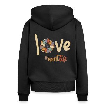 Liebe Tante Leben Lustig Tante Weihnachten - Frauen Premium Bio Zip Hoodie - Schwarz - Hinten - Julia (174cm)