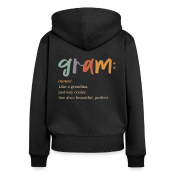 Gram Definition Funny Grandma Christmas - Women's Premium Organic Zip Hoodie - black - Back - Julia (174cm)