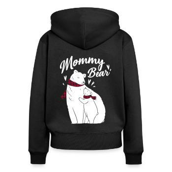 Mommy Bear - Frauen Premium Bio Zip Hoodie - Schwarz - Hinten - Julia (174cm)