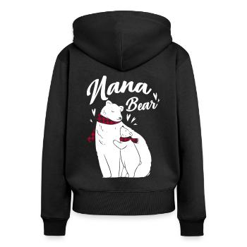Ours Nana - Sweat à capuche zippé Premium bio Femme - noir - Dos - Julia (174cm)