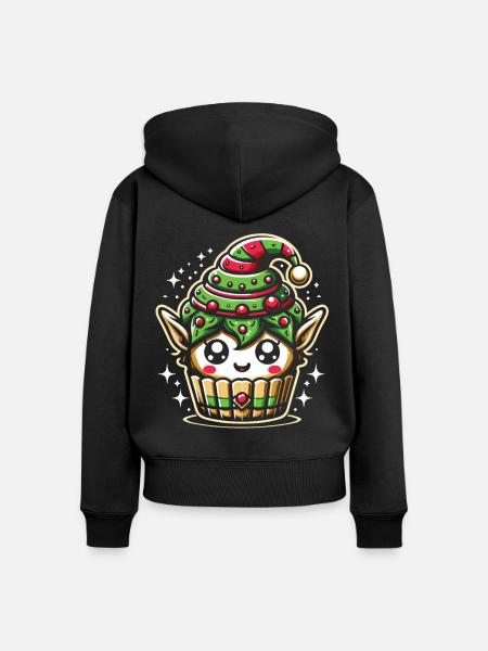 Zauberhafter Elfen Cupcake - Frauen Premium Bio Zip Hoodie - Schwarz