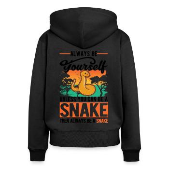 Always Be Yourself Snake Schlange - Frauen Premium Bio Zip Hoodie - Schwarz - Hinten - Julia (174cm)