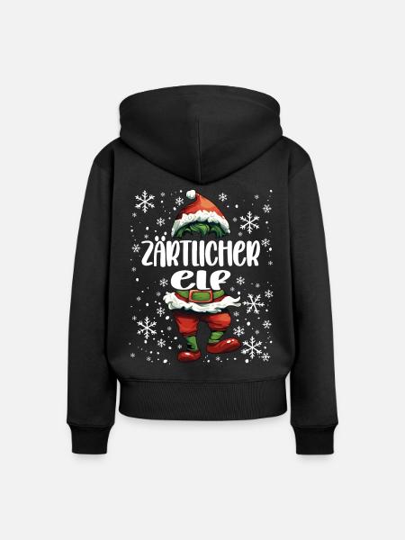 Weihnachtsoutfit Zärtlicher Elf - Frauen Premium Bio Zip Hoodie - Schwarz