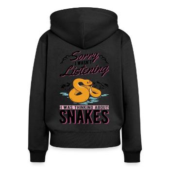 Schlangen Besitzer Kornnatter Natter - Frauen Premium Bio Zip Hoodie - Schwarz - Hinten - Julia (174cm)