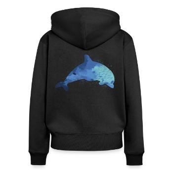 Dolphin Marine Life - Frauen Premium Bio Zip Hoodie - Schwarz - Hinten - Julia (174cm)