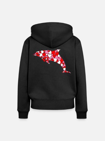 Dolphin Heart - Frauen Premium Bio Zip Hoodie - Schwarz