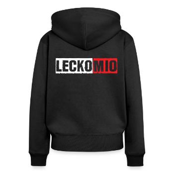 Lecko Mio Saarland Saarländischer Spruch - Frauen Premium Bio Zip Hoodie - Schwarz - Hinten - Julia (174cm)