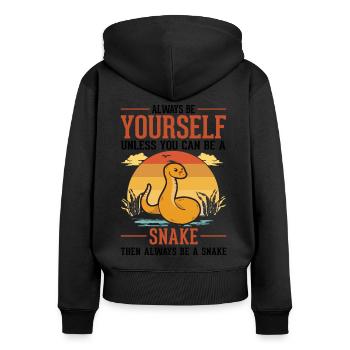 Always Be Yourself Snake Schlange - Frauen Premium Bio Zip Hoodie - Schwarz - Hinten - Julia (174cm)