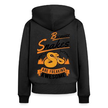 Schlangen Besitzer Schlangenliebhaber - Frauen Premium Bio Zip Hoodie - Schwarz - Hinten - Julia (174cm)