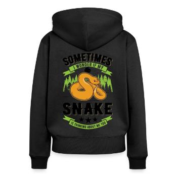 Schlangen Besitzer Kornnatter Natter - Frauen Premium Bio Zip Hoodie - Schwarz - Hinten - Julia (174cm)