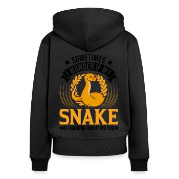 Schlangen Besitzer Kornnatter Natter - Frauen Premium Bio Zip Hoodie - Schwarz - Hinten - Julia (174cm)