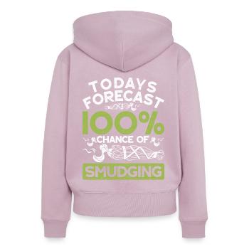 Smudging Apartment Fumigation - Women's Premium Organic Zip Hoodie - dusky pink - Back - Julia (174cm)