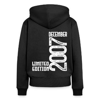 Geburtstagsgeschenk Dezember 2007. Dezember 2007. - Frauen Premium Bio Zip Hoodie - Schwarz - Hinten - Julia (174cm)