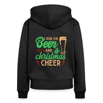 Bier Und Lustige Weihnachten Advent Sprüche - Frauen Premium Bio Zip Hoodie - Schwarz - Hinten - Julia (174cm)