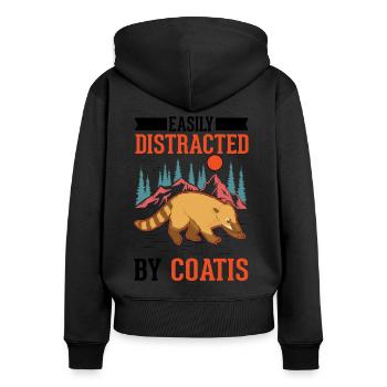Facilement distrait par Coatis Coati - Sweat à capuche zippé Premium bio Femme - noir - Dos - Julia (174cm)