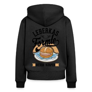 Leberkas formte diesen Körper Leberkäse - Frauen Premium Bio Zip Hoodie - Schwarz - Hinten - Julia (174cm)