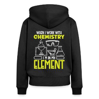 Le travail des chimistes avec la chimie dans ma chimie des éléments - Sweat à capuche zippé Premium bio Femme - noir - Dos - Julia (174cm)