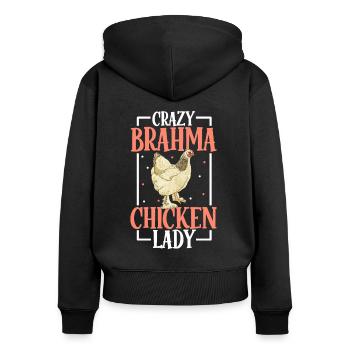 Crazy Brahma Chicken Lady - Brahma - Women's Premium Organic Zip Hoodie - black - Back - Julia (174cm)