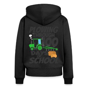 100. Tag Des Schul Traktorkostüms 100 Schultage - Frauen Premium Bio Zip Hoodie - Schwarz - Hinten - Julia (174cm)