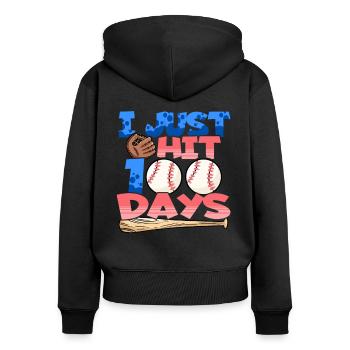 100. Tag Des Schulbaseballkostüms 100 Tage - Frauen Premium Bio Zip Hoodie - Schwarz - Hinten - Julia (174cm)