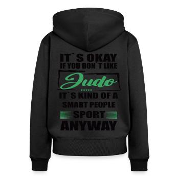 Ce n’est pas grave si vous n’aimez pas le judo - Sweat à capuche zippé Premium bio Femme - noir - Dos - Julia (174cm)