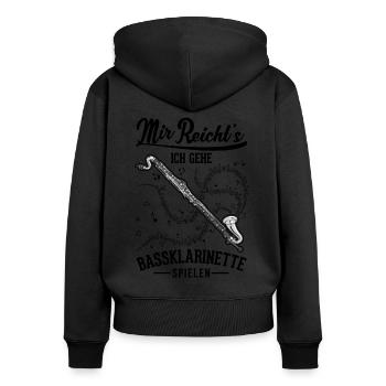 Mir reicht's Ich gehe Bassklarinette spielen - Frauen Premium Bio Zip Hoodie - Schwarz - Hinten - Julia (174cm)
