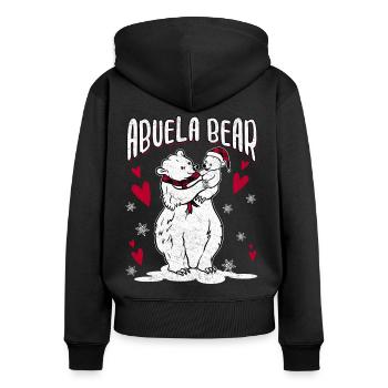 Abuela Bear - Frauen Premium Bio Zip Hoodie - Schwarz - Hinten - Julia (174cm)