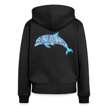 Dolphin - Frauen Premium Bio Zip Hoodie - Schwarz - Hinten - Julia (174cm)