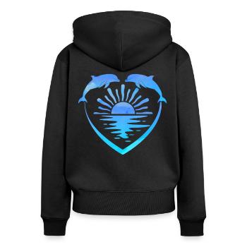 Dolphin Heart Sunset - Women's Premium Organic Zip Hoodie - black - Back - Julia (174cm)