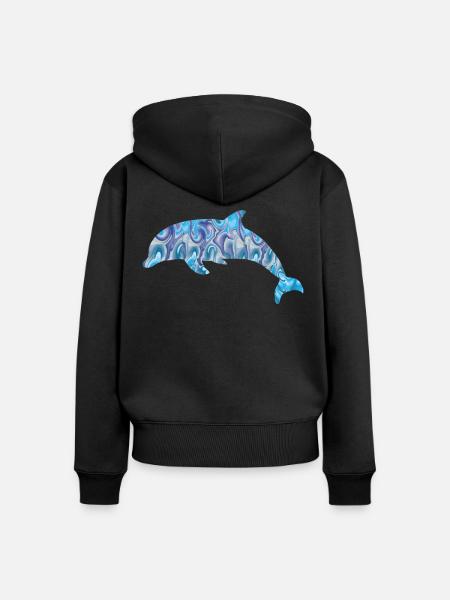 Dolphin - Frauen Premium Bio Zip Hoodie - Schwarz