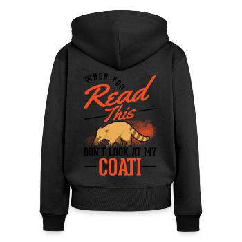 Nasenbär Geschenk Rüsselbär Coati - Frauen Premium Bio Zip Hoodie - Schwarz - Hinten - Julia (174cm)