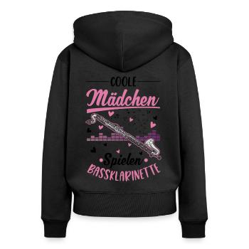 Coole Mädchen spielen Bassklarinette - Frauen Premium Bio Zip Hoodie - Schwarz - Hinten - Julia (174cm)