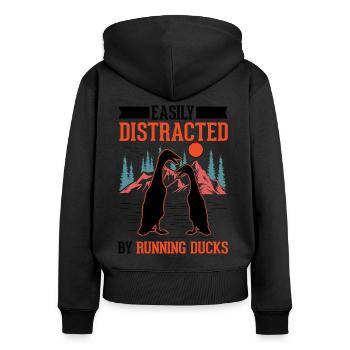 Easily distracted by Running Ducks Runner Duck - Women's Premium Organic Zip Hoodie - black - Back - Julia (174cm)
