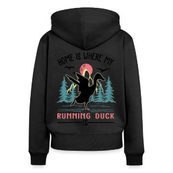 Home is where my runner ducks are - Women's Premium Organic Zip Hoodie - black - Back - Julia (174cm)