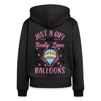 Hot Air Balloon Girl Hot Air Balloon Ride - Women's Premium Organic Zip Hoodie - black - Back - Julia (174cm)