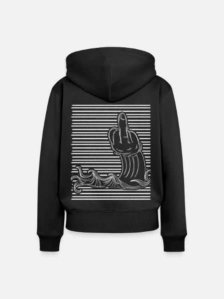Middle Finger Wave Misanthrope - Frauen Premium Bio Zip Hoodie - Schwarz