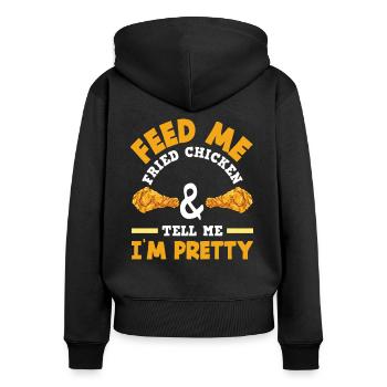 Fried Chicken Chicken Gift - Women's Premium Organic Zip Hoodie - black - Back - Julia (174cm)