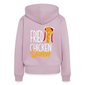 Fried Chicken Queen - Women's Premium Organic Zip Hoodie - dusky pink - Back - Julia (174cm)