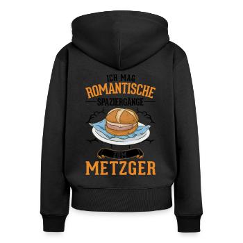 Leberkas Leberkäse Fleischkäse - Frauen Premium Bio Zip Hoodie - Schwarz - Hinten - Julia (174cm)