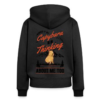 Capybara Wasserschwein Capibara - Sweat à capuche zippé Premium bio Femme - noir - Dos - Julia (174cm)