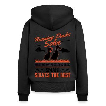 Indian Runner Duck Gift Running Duck - Women's Premium Organic Zip Hoodie - black - Back - Julia (174cm)