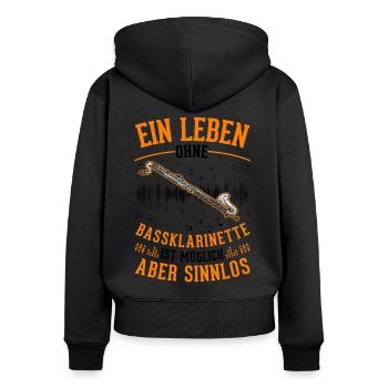 Bassklarinette Geschenk Bassklarinettist - Frauen Premium Bio Zip Hoodie - Schwarz - Hinten - Julia (174cm)