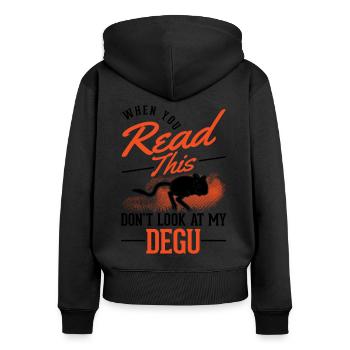 Degu Gift Shrub Rat Forest Degu - Women's Premium Organic Zip Hoodie - black - Back - Julia (174cm)