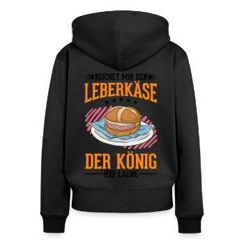 Leberkas König Leberkäse Fleischkäse - Frauen Premium Bio Zip Hoodie - Schwarz - Hinten - Julia (174cm)