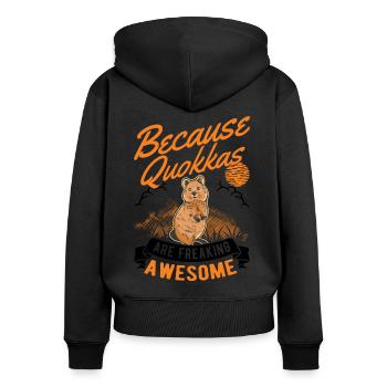 Quokka Gift Kangourou à queue courte - Sweat à capuche zippé Premium bio Femme - noir - Dos - Julia (174cm)