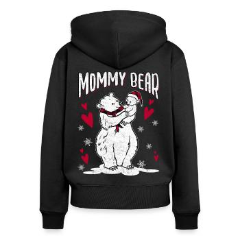 Mommy Bear - Frauen Premium Bio Zip Hoodie - Schwarz - Hinten - Julia (174cm)
