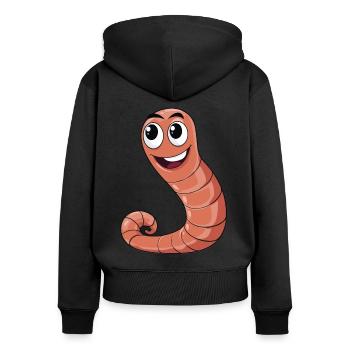 Regenwurm -Wurmbauern -Wurmfarmkompeten - Frauen Premium Bio Zip Hoodie - Schwarz - Hinten - Julia (174cm)