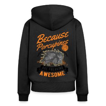 Porcupine Gift Porcupine - Women's Premium Organic Zip Hoodie - black - Back - Julia (174cm)