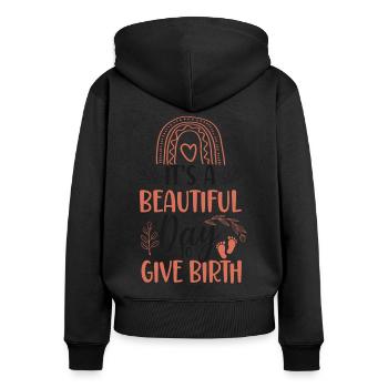 LD Labour And Delivery Nurse - Women's Premium Organic Zip Hoodie - black - Back - Julia (174cm)