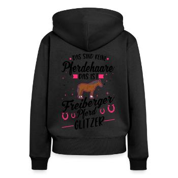 Freiberger Cheval Paillettes - Sweat à capuche zippé Premium bio Femme - noir - Dos - Julia (174cm)